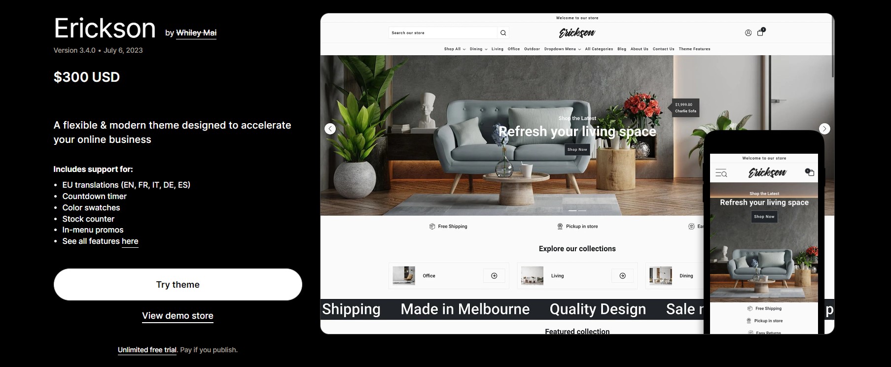 Erikson shopify theme